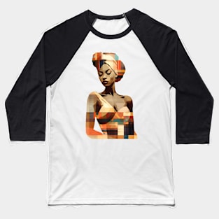African Woman with African Pattern Black Pride Baseball T-Shirt